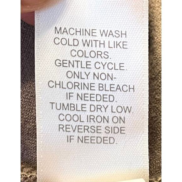 PureJill Women Velour Sweater Long Sleeve V-Neck Side Slit Pullover Brown M Tall - Picture 9 of 9